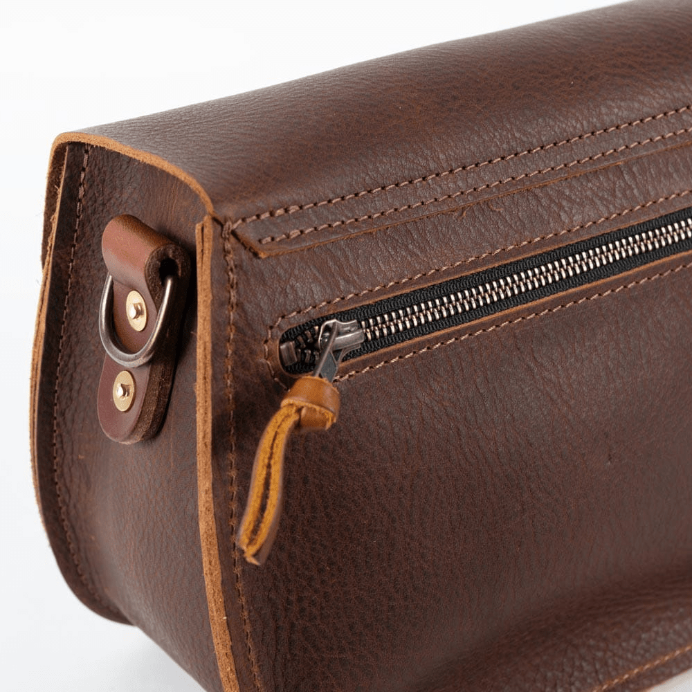 VIVIAN SATCHEL LEATHER CROSSBODY - TANGERINE BISON