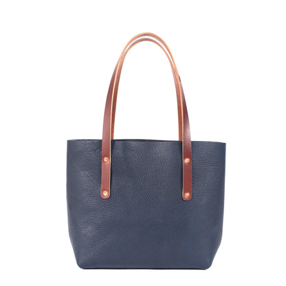 AVERY LEATHER TOTE BAG - SMALL - NAVY
