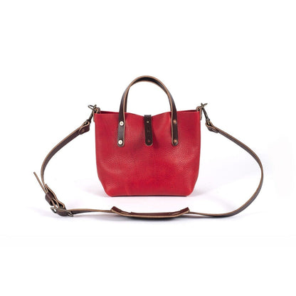 AVERY LEATHER TOTE BAG - MINI CROSSBODY - CRIMSON