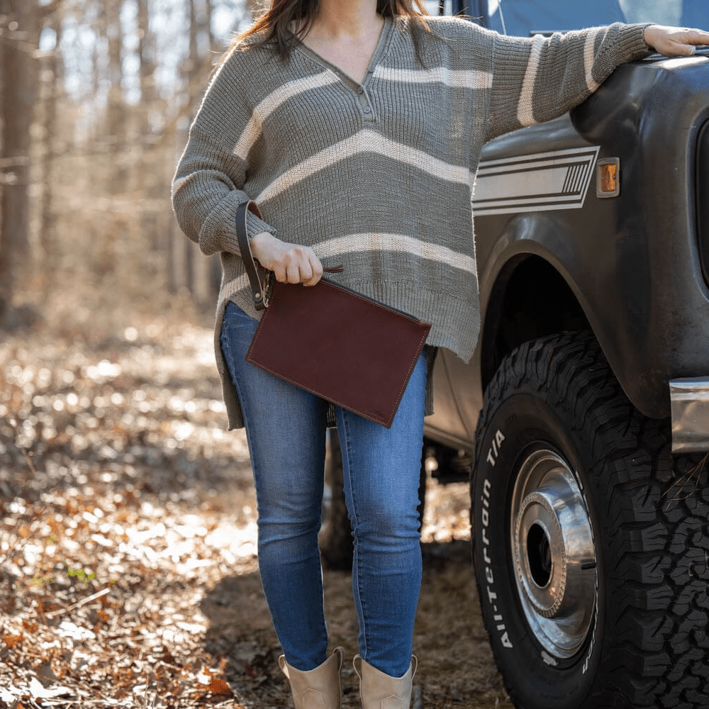 FELICITY ZIPPERED CLUTCH WITH WRISTLET - SMALL - MERLOT