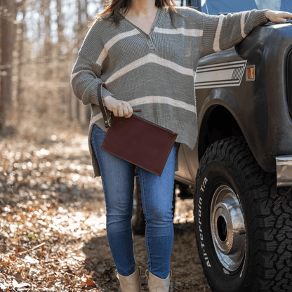FELICITY ZIPPERED CLUTCH WITH WRISTLET - SMALL - MERLOT