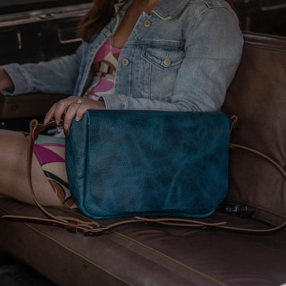 KINDLE LEATHER SATCHEL - COBALT BISON