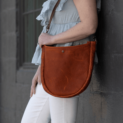 CELESTE LEATHER HOBO BAG - TANGERINE BISON