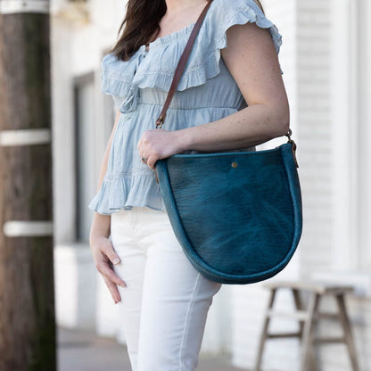 CELESTE LEATHER HOBO BAG - COBALT BISON