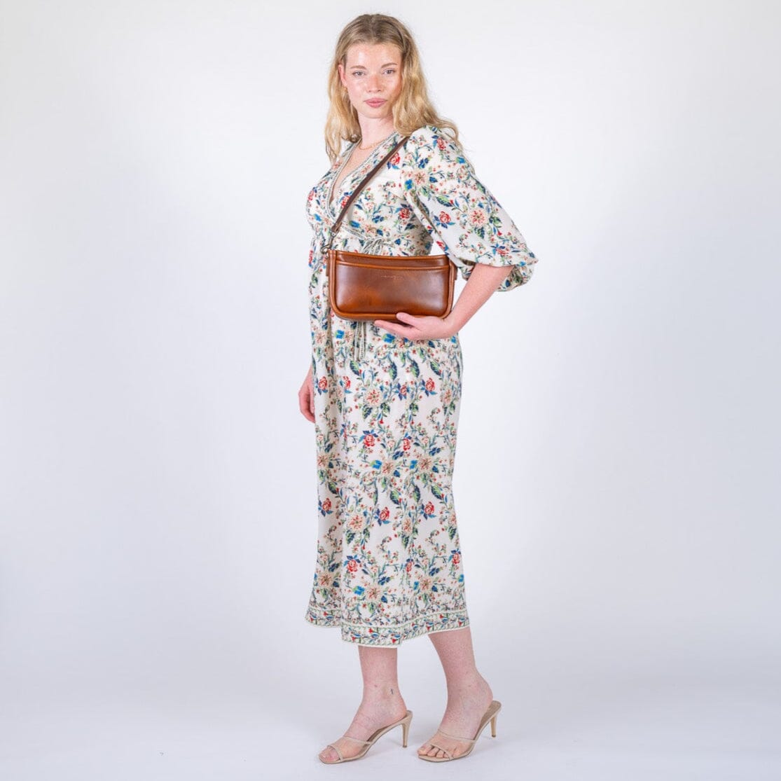 RENNIE LEATHER SHOULDER BAG - CHESTNUT