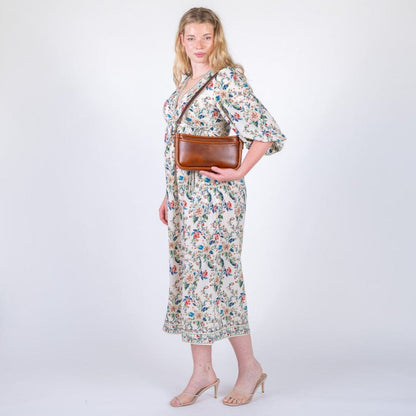 RENNIE LEATHER SHOULDER BAG - CHESTNUT