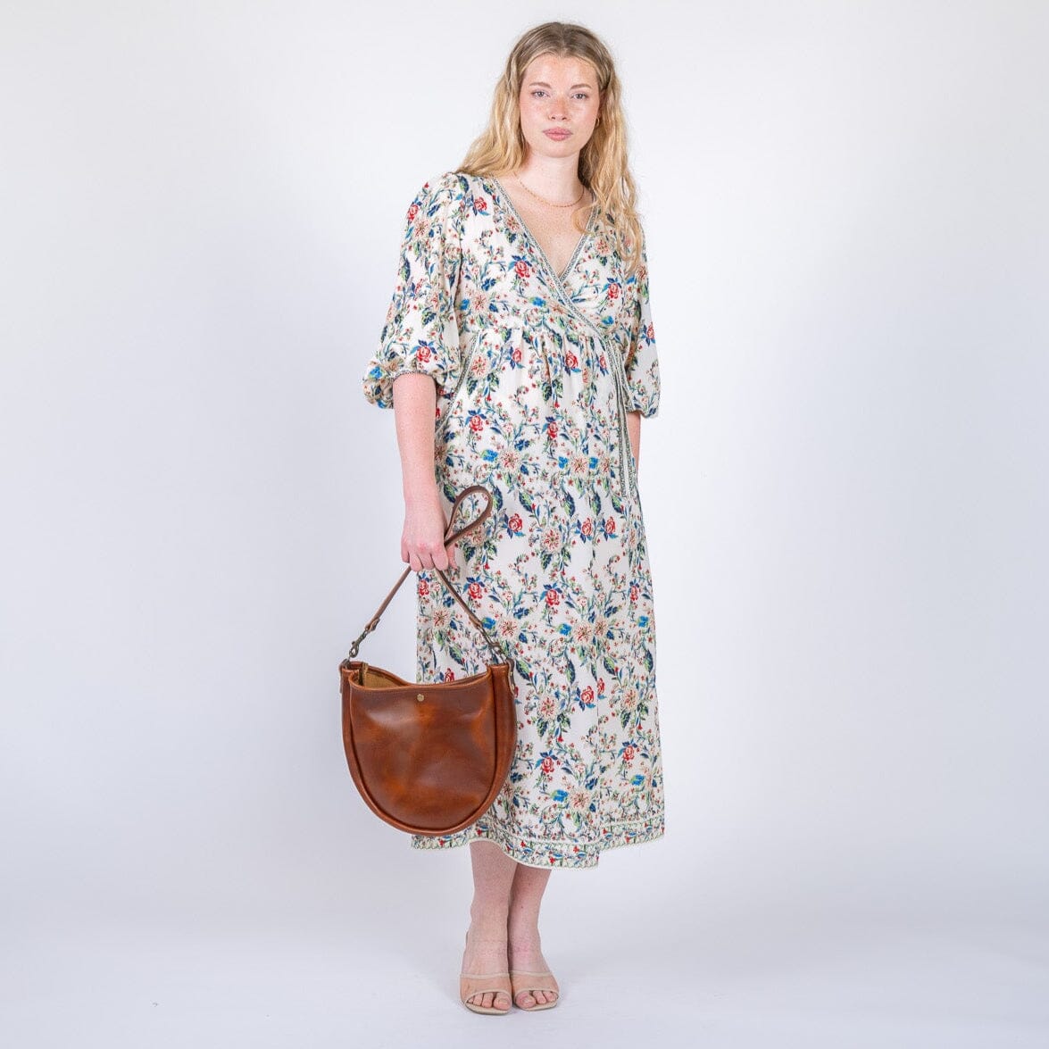 CELESTE LEATHER HOBO BAG - CHESTNUT