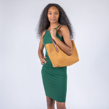 AVERY LEATHER TOTE BAG - MEDIUM - DESERT SUEDE