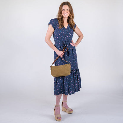 RENNIE LEATHER SHOULDER BAG - PISTACHIO SUEDE