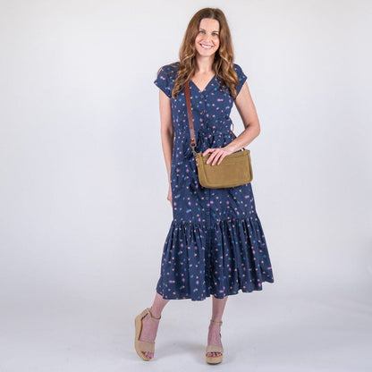 RENNIE LEATHER SHOULDER BAG - PISTACHIO SUEDE