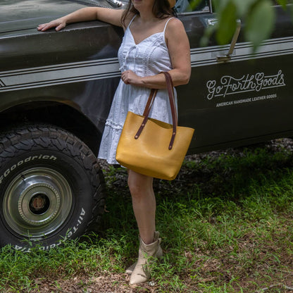 AVERY LEATHER TOTE BAG - SMALL - GOLDEN SUN