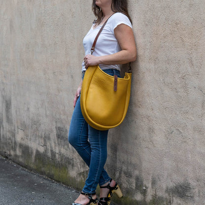 CELESTE LEATHER HOBO BAG - LARGE - GOLDEN SUN