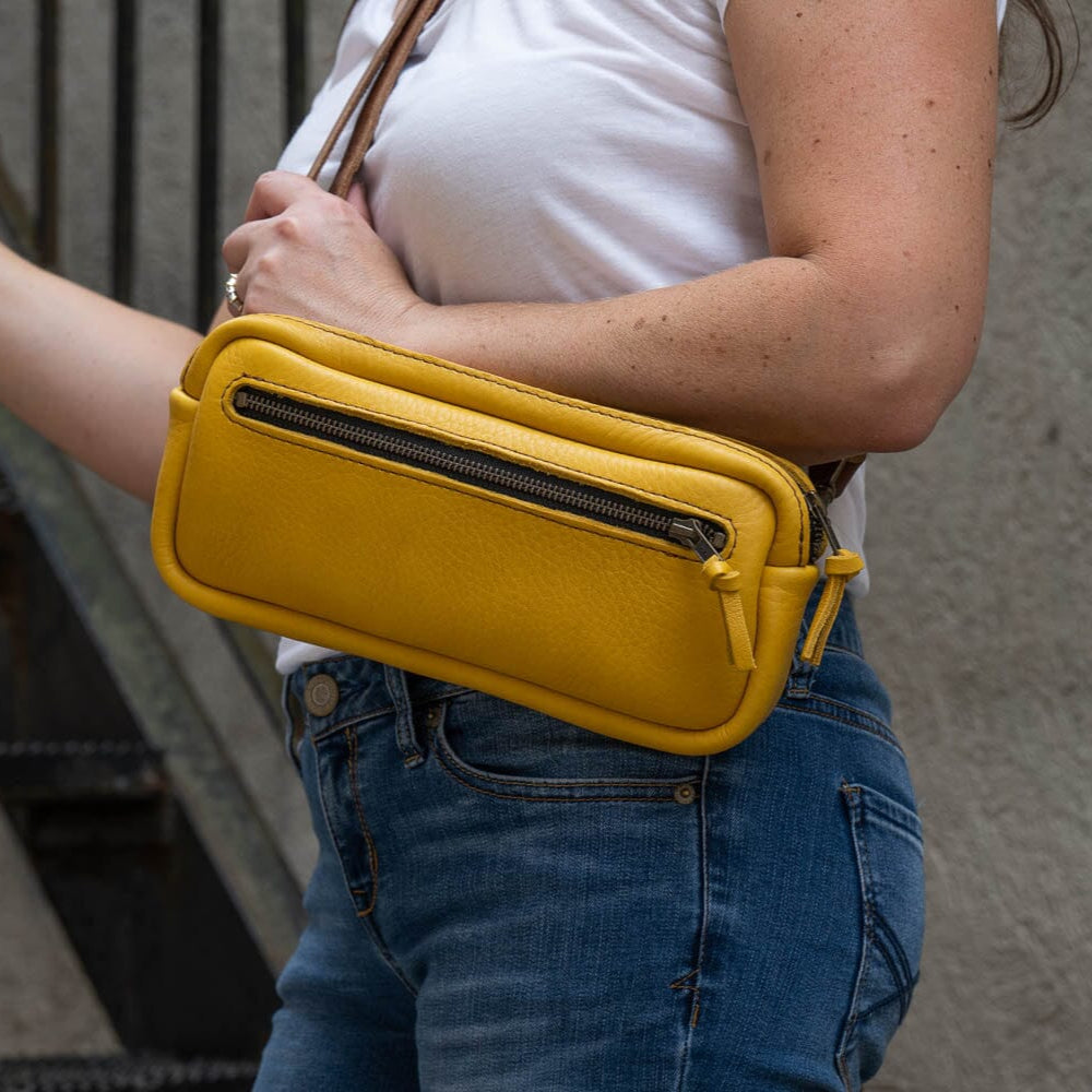 LEATHER FANNY PACK / LEATHER WAIST BAG - DELUXE - GOLDEN SUN