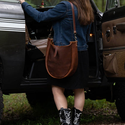 CELESTE LEATHER HOBO BAG - MEDIUM - WINE BISON
