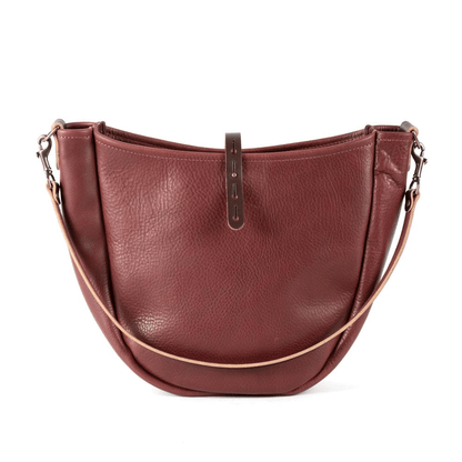 CELESTE LEATHER HOBO BAG - MEDIUM - MERLOT