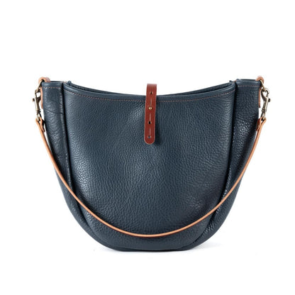 CELESTE LEATHER HOBO BAG - MEDIUM - NAVY