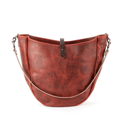 CELESTE LEATHER HOBO BAG - MEDIUM - REDWOOD BISON