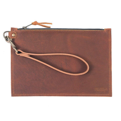 FELICITY ZIPPERED CLUTCH WITH WRISTLET - SMALL - TAN