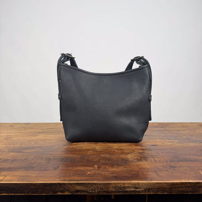 JULIANNE LEATHER HOBO BAG - SMALL - BLACK - MAGNETIC SNAP CLOSURE - IN STOCK