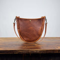 CELESTE LEATHER HOBO BAG - SADDLE - MAGNETIC SNAP CLOSURE - IN STOCK