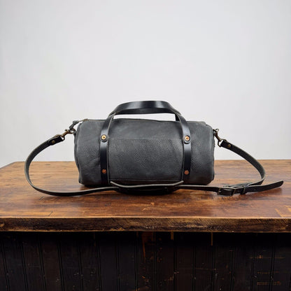 JANE LEATHER CROSSBODY - RAVEN - FRONT POCKET - COPPER RIVETS - IN STOCK