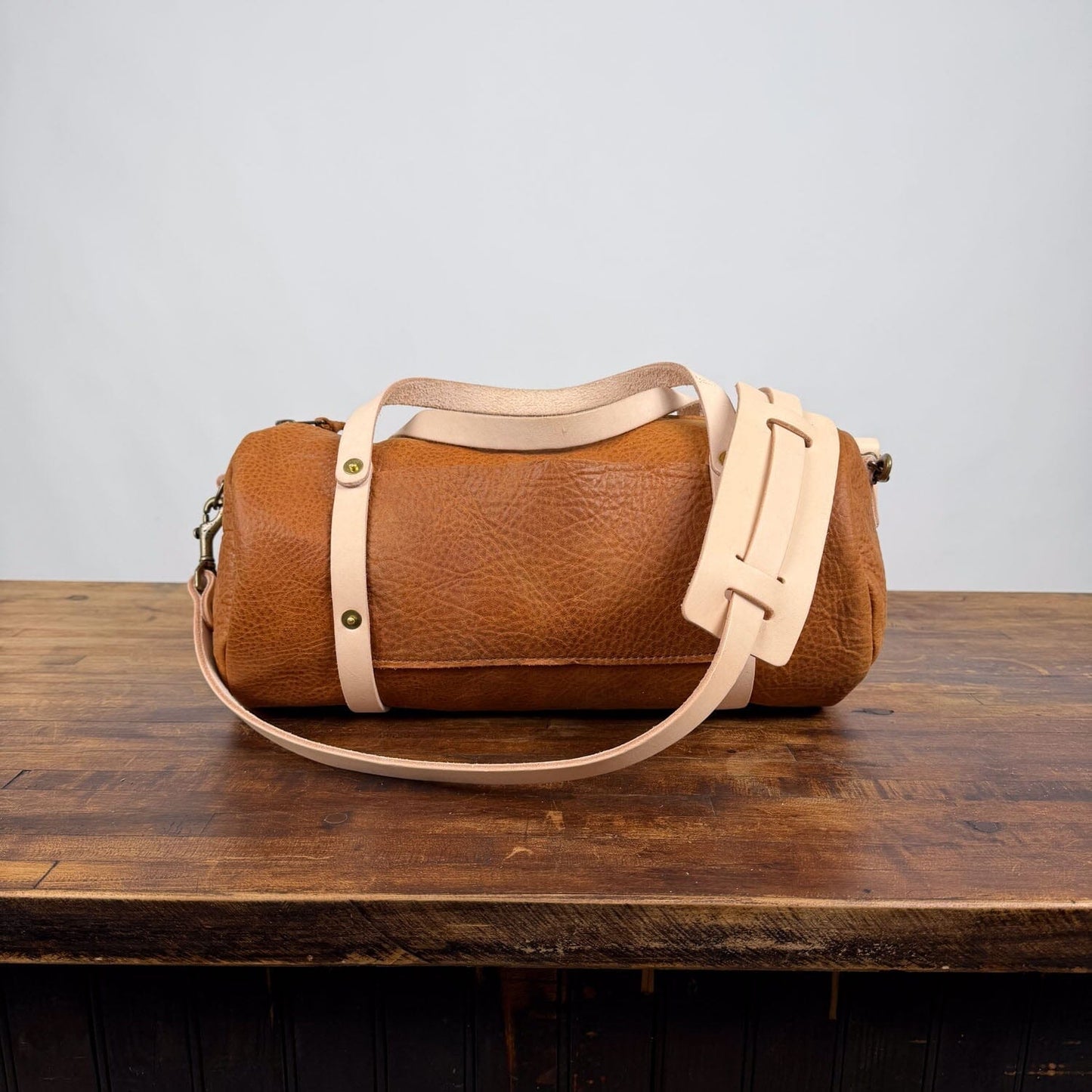 JANE LEATHER CROSSBODY - HONEY - FRONT POCKET - NATURAL STRAPS - IN STOCK