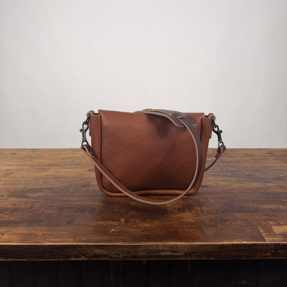 KINDLE LEATHER SATCHEL - SMALL - SADDLE - TURN LOCK - FIRST BAG MADE - IN STOCK (Copy)
