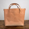 AVERY LEATHER TOTE BAG - MEDIUM - NATURAL VEG TAN - LARGE FRONT POCKET - D-RINGS - 5