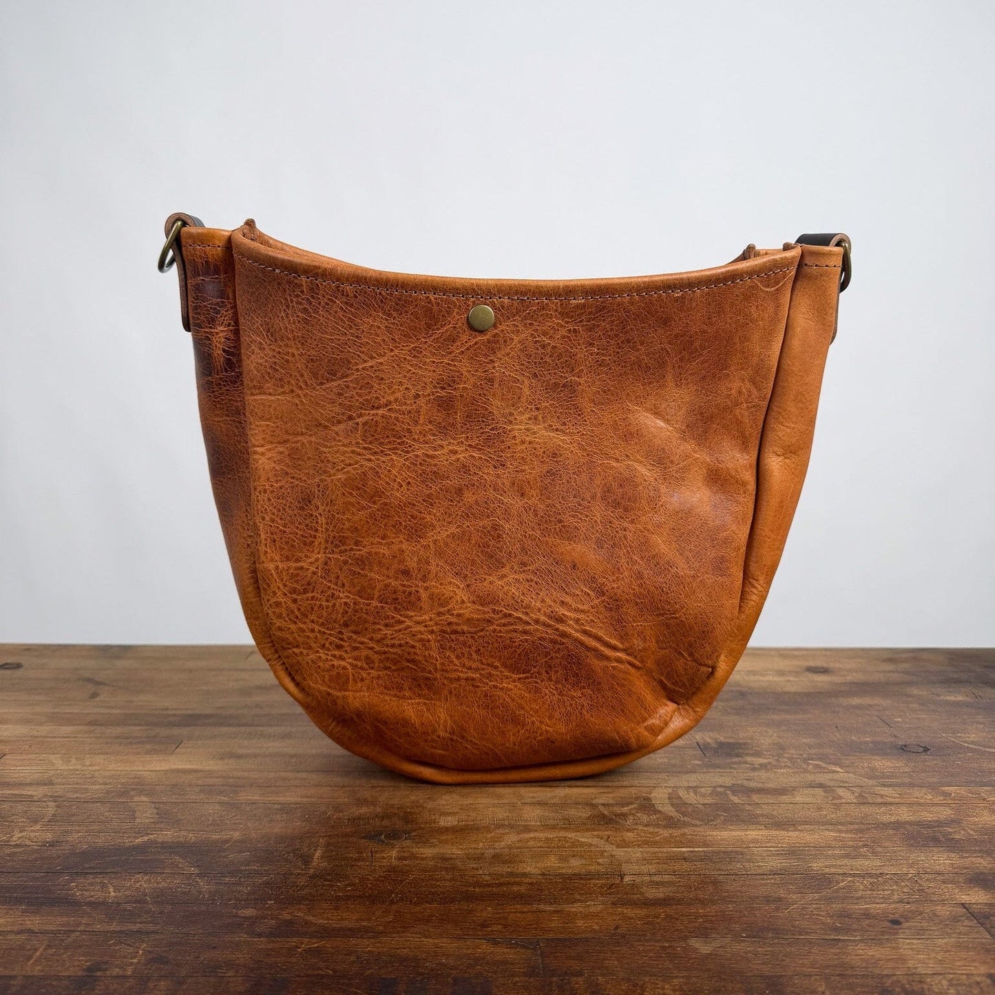 CELESTE LEATHER HOBO BAG - PEANUT BISON - SNAP IS NOT ALIGNED - NEARLY PERFECT - IN STOCK