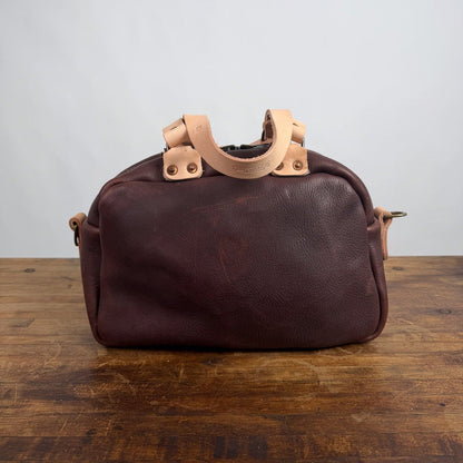 HOFFMAN LEATHER CROSSBODY BAG - MOCHA - NATURAL STRAPS - ZIP POCKET - NEARLY PERFECT - IN STOCK (Copy)