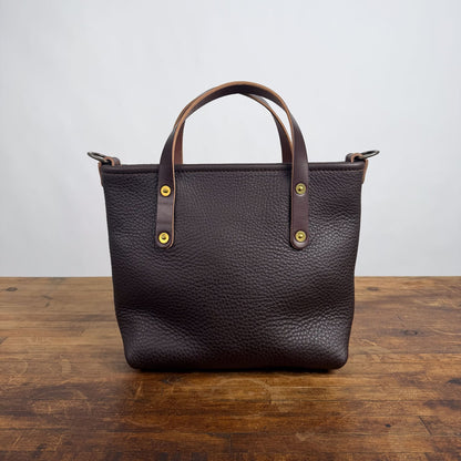 AVERY LEATHER TOTE BAG - MINI CROSSBODY - MOCHA - ZIPPER - 10 YEAR LOGO - BRASS RIVETS - NEARLY PERFECT - IN STOCK