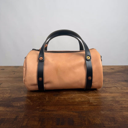 JANE LEATHER CROSSBODY - SMALL - NATURAL VEG TAN - BLACK STRAPS -  NEARLY PERFECT - IN STOCK