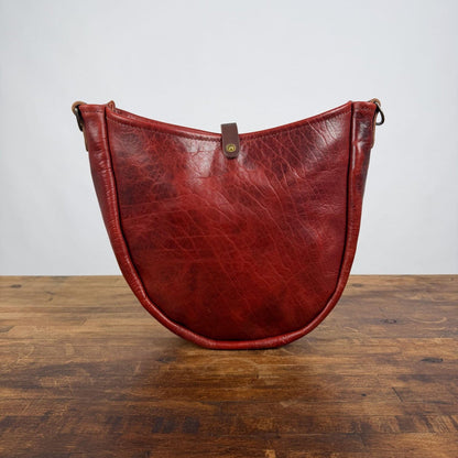 CELESTE LEATHER HOBO BAG - REDWOOD BISON - ZIPPER - BUTTON STUD - FRONT POCKET - NEARLY PERFECT - IN STOCK