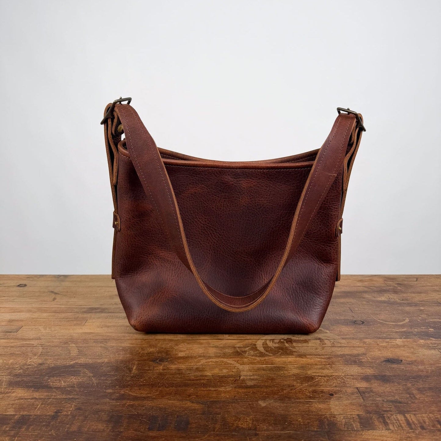JULIANNE LEATHER HOBO BAG - SMALL - SADDLE - IN STOCK