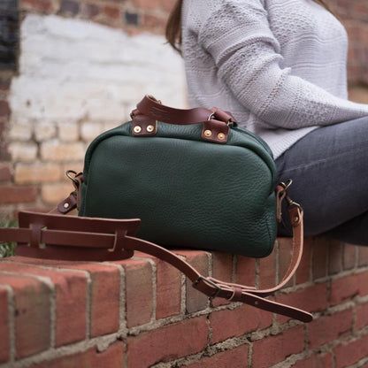 HOFFMAN LEATHER CROSSBODY BAG - FOREST GREEN