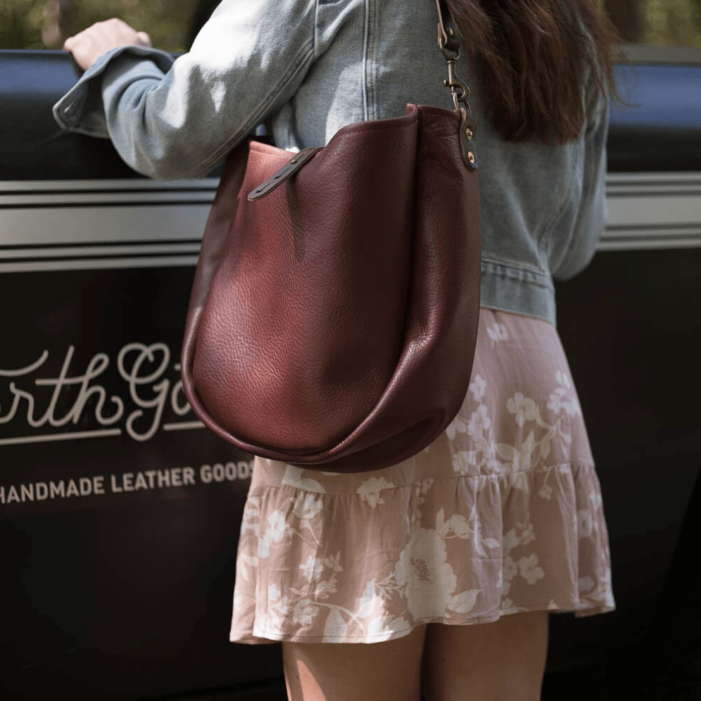 CELESTE LEATHER HOBO BAG - MEDIUM - MERLOT
