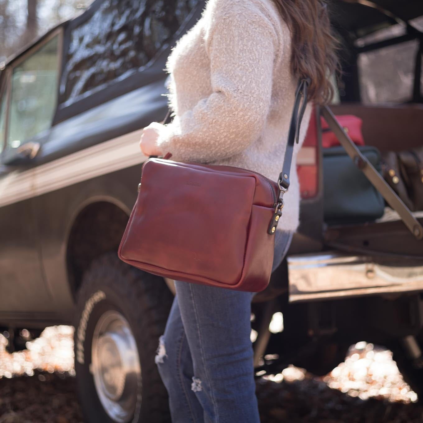 SARAH LEATHER CROSSBODY - LARGE - OXBLOOD