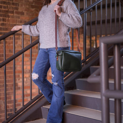 SARAH LEATHER CROSSBODY - MEDIUM - FOREST GREEN