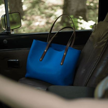 AVERY LEATHER TOTE BAG - MEDIUM - OCEAN BLUE