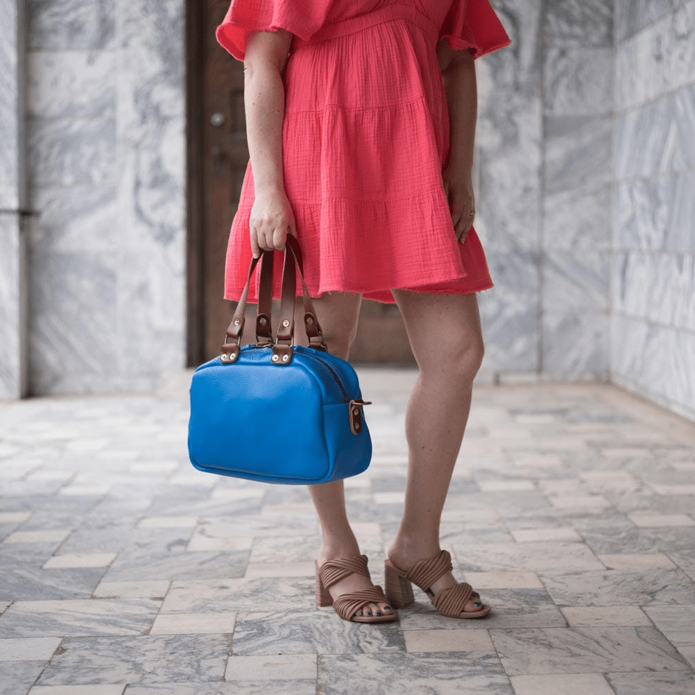 HOFFMAN LEATHER CROSSBODY BAG - OCEAN BLUE