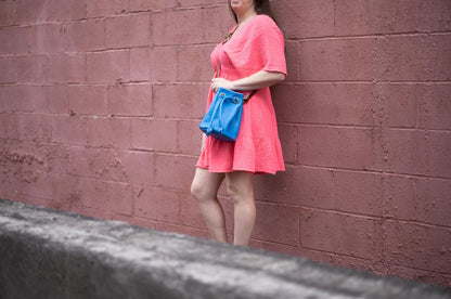 LEATHER BUCKET BAG - SMALL - OCEAN BLUE - IN STOCK - FINAL SALE