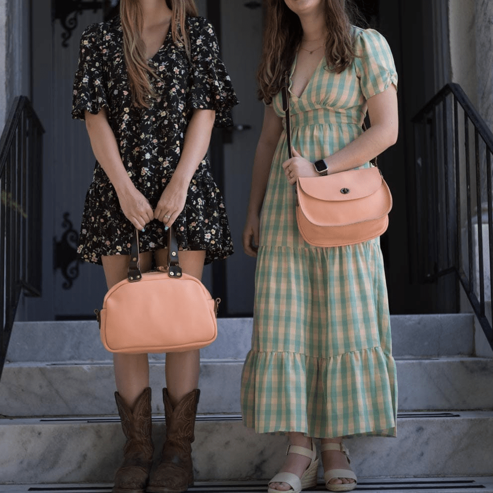VIVIAN SATCHEL LEATHER CROSSBODY - PEACH FUZZ