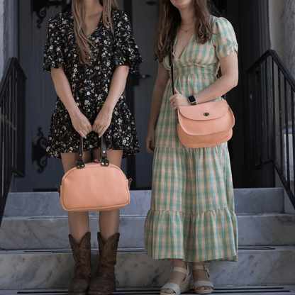 VIVIAN SATCHEL LEATHER CROSSBODY - PEACH FUZZ