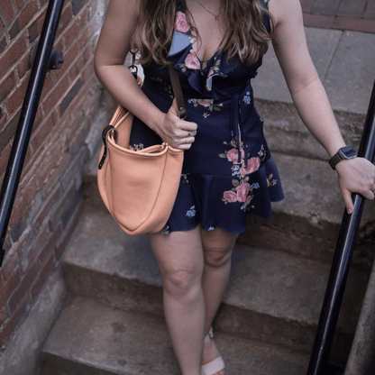 CELESTE LEATHER HOBO BAG - MEDIUM - PEACH FUZZ