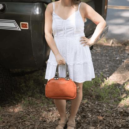 HOFFMAN LEATHER CROSSBODY BAG - MINI - TANGERINE BISON
