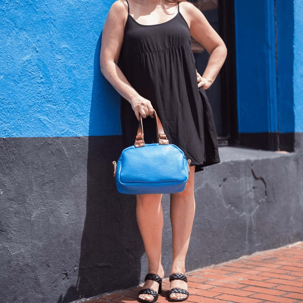 HOFFMAN LEATHER CROSSBODY BAG - MINI - OCEAN BLUE