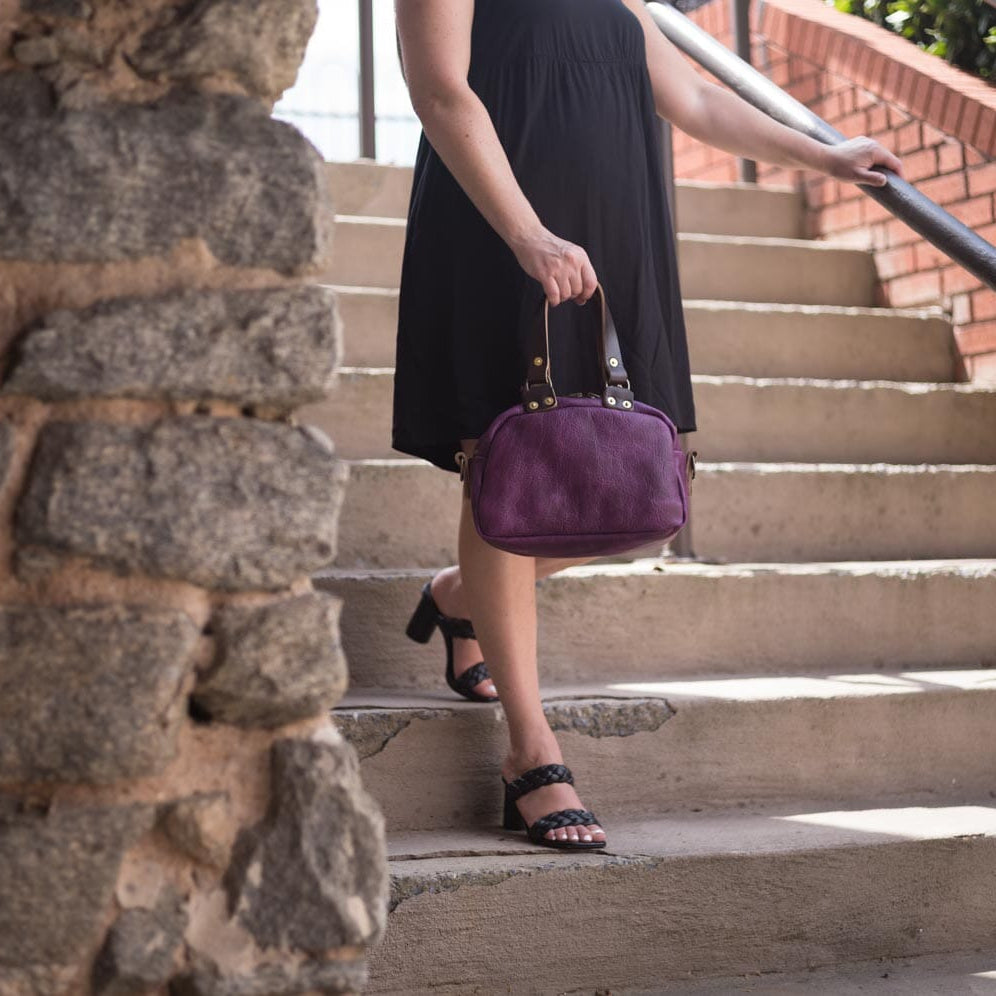 HOFFMAN LEATHER CROSSBODY BAG - MINI - GRAPE BISON