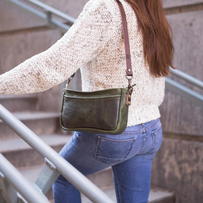 RENNIE LEATHER SHOULDER BAG -  JADE BISON