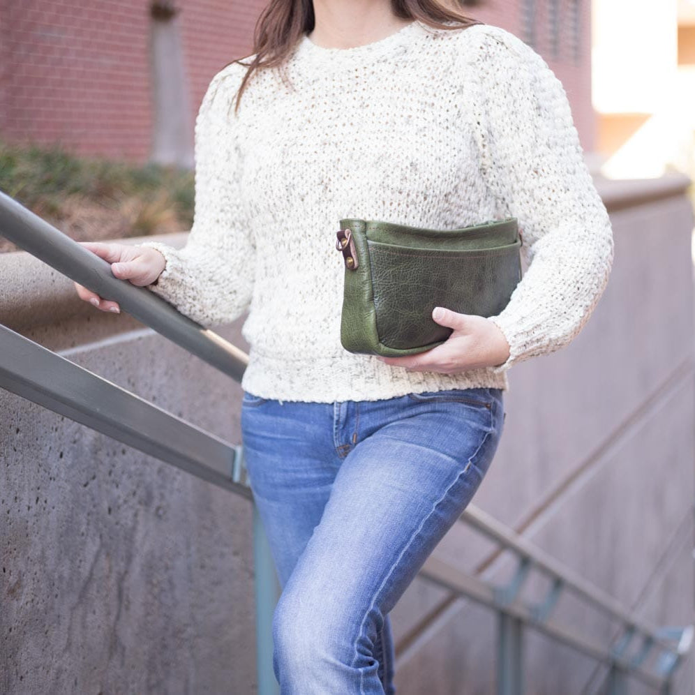 RENNIE LEATHER SHOULDER BAG -  JADE BISON