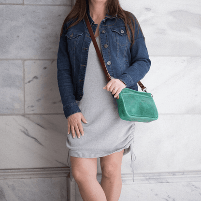 RENNIE LEATHER SHOULDER BAG - PINE GREEN BISON